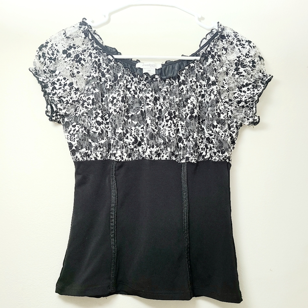 Dressbarn Black Off shoulder Peasant Blouse Dress Top